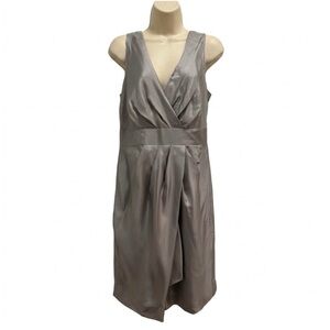 Banana Republic Silver Silk Faux Wrap Dress - Cocktail Classy - Size 6 - NWT